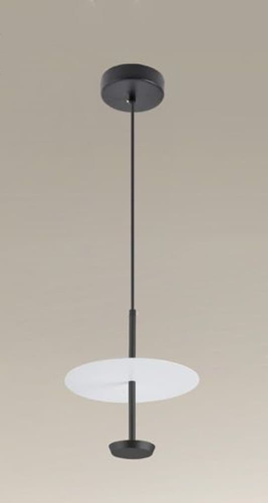LAMPADARIO A SOSPENSIONE LUCE 6500K LED 12W DISCO PARALUME PIATTO BIANCO NERO TONDO 33122 - 4