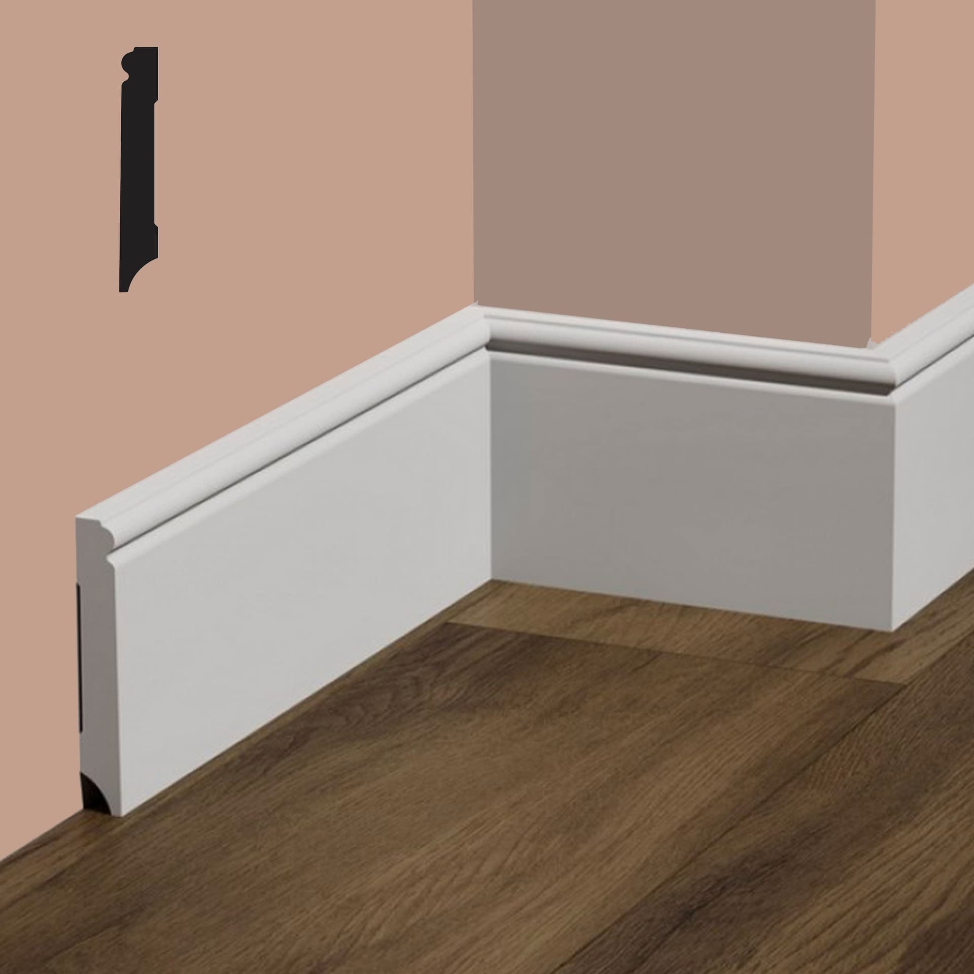 bancale da 86,4ml di Battiscopa BARONETTO in POLIMERI FeelingWood-HD 101x15mm - BIANCO - Eternal Parquet