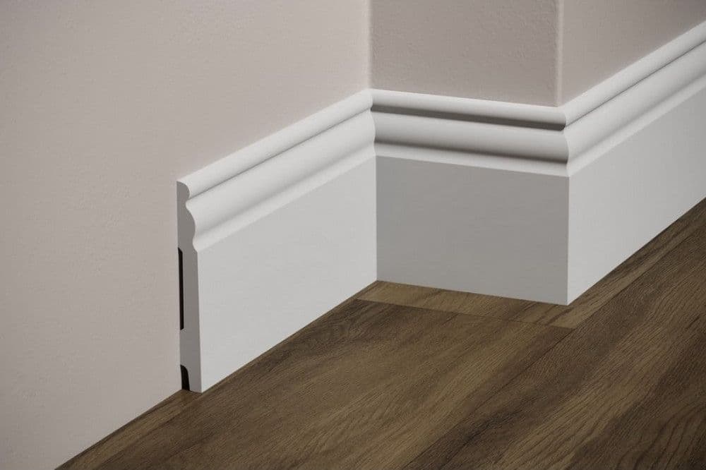 bancale da 76,8ml di Battiscopa DUCALE in POLIMERI FeelingWood-HD 150x18mm - BIANCO - Eternal Parquet
