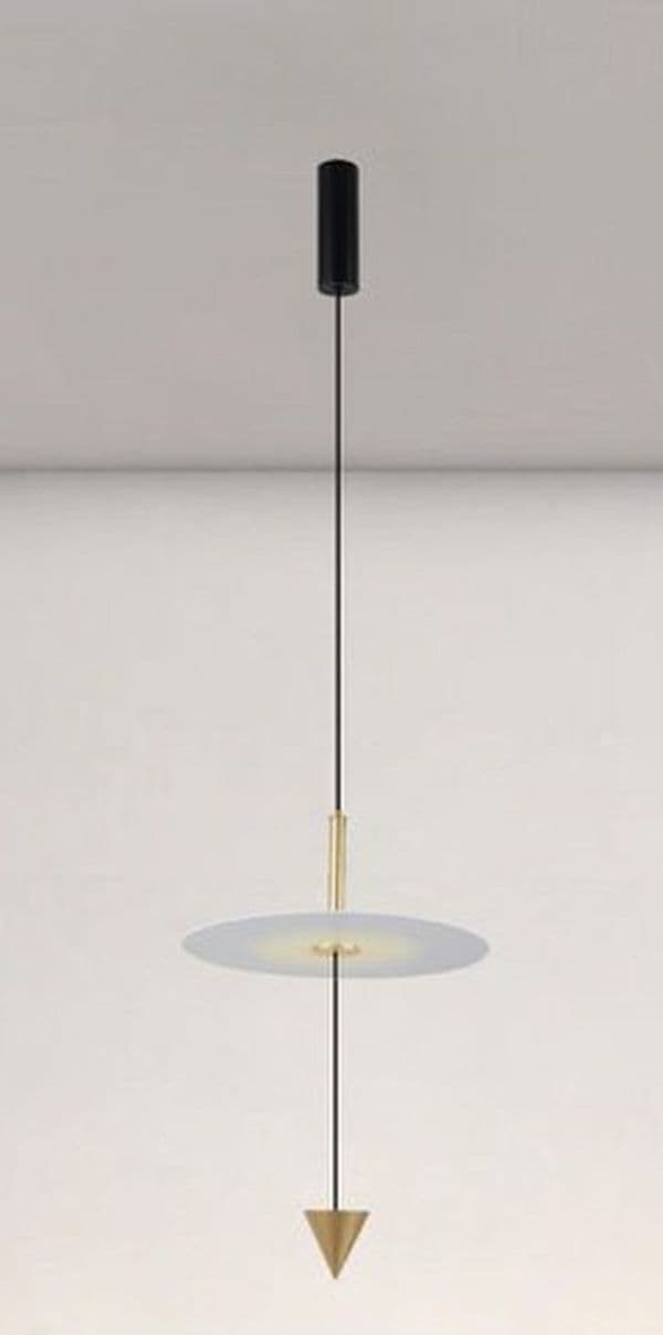 LAMPADARIO A SOSPENSIONE LAMPADA 12W LUCE LED 4000K DISCO BIANCO Ø23CM CONO ORO 32016 - 4