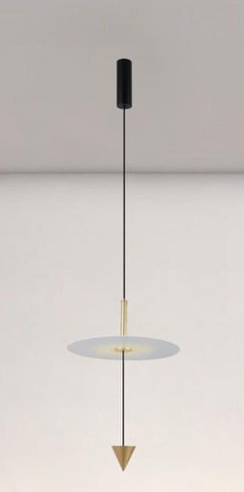 LAMPADARIO A SOSPENSIONE LAMPADA 12W LUCE LED 4000K DISCO BIANCO Ø23CM CONO ORO 32016 - 4