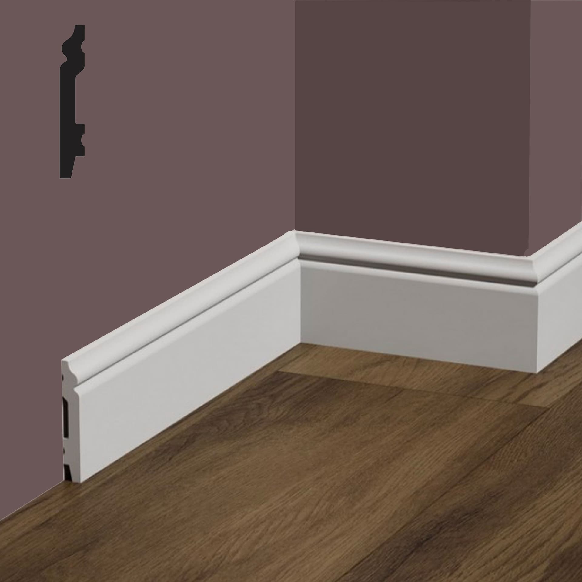 bancale da 84ml di Battiscopa BAROCCO in POLIMERI FeelingWood-HD 71x11mm - BIANCO - Eternal Parquet