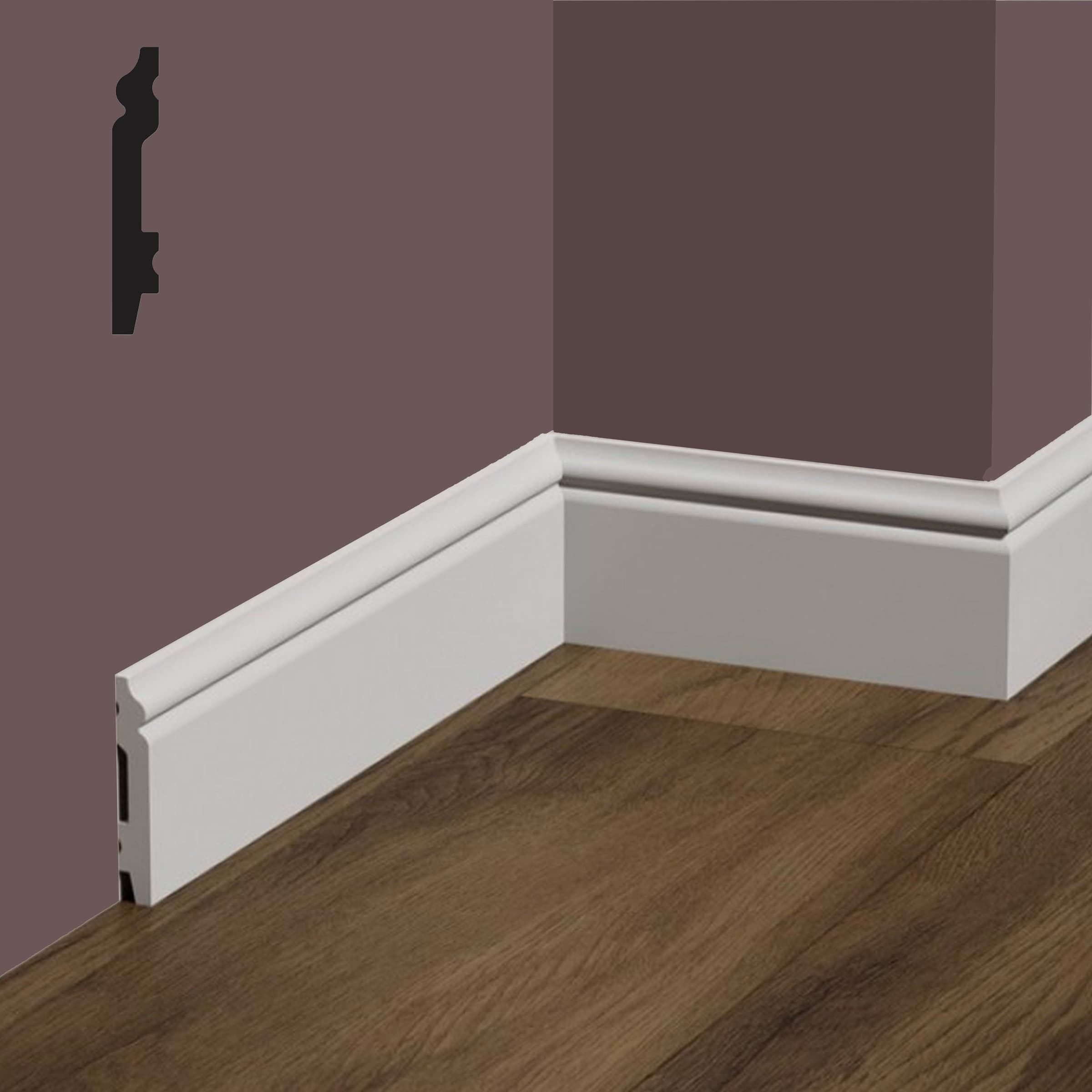 bancale da 84ml di Battiscopa BAROCCO in POLIMERI FeelingWood-HD 71x11mm - BIANCO - Eternal Parquet