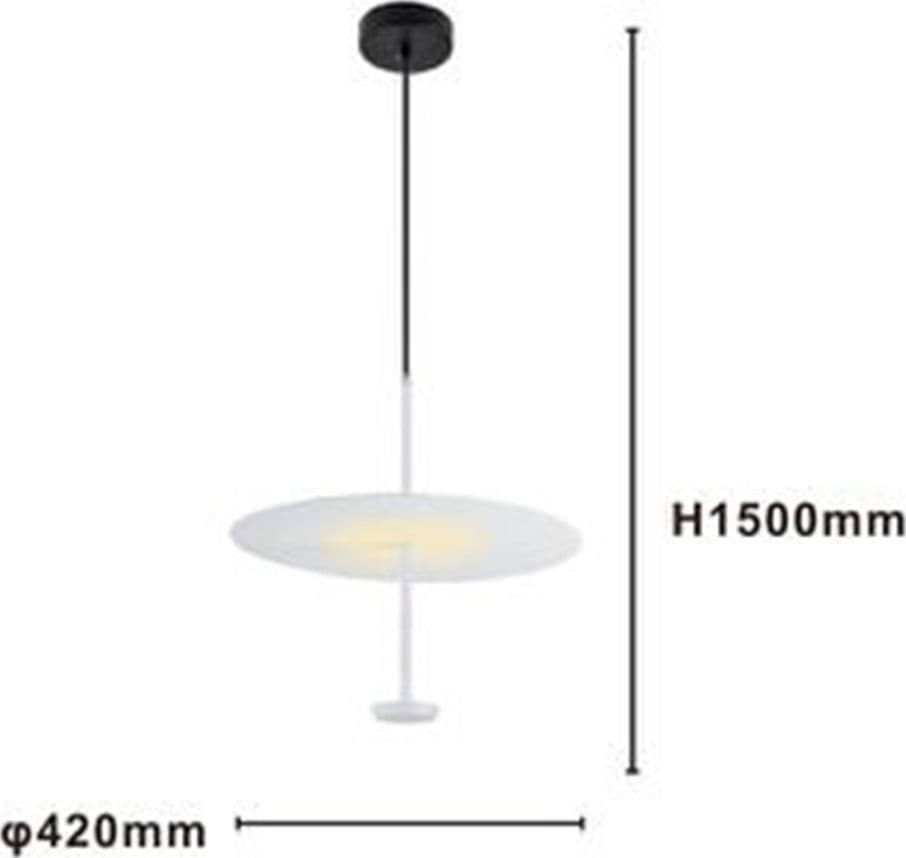 LAMPADARIO A SOSPENSIONE LUCE 4000K LED 18W DISCO PARALUME PIATTO BIANCO ROTONDO 33153 - 2