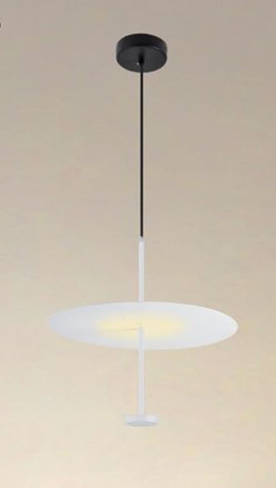LAMPADARIO A SOSPENSIONE LUCE 4000K LED 18W DISCO PARALUME PIATTO BIANCO ROTONDO 33153 - 4