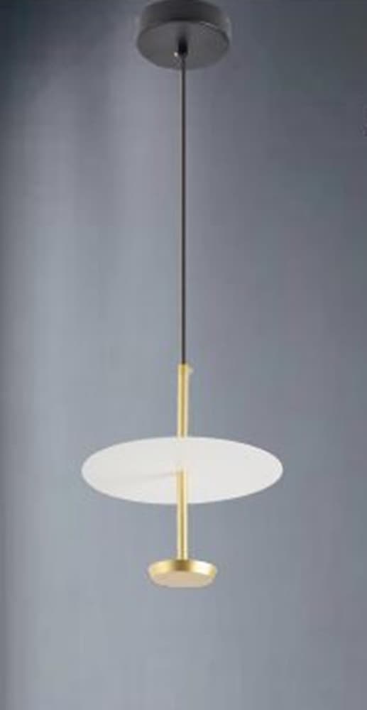 LAMPADARIO A SOSPENSIONE LUCE 4000K LED 12W DISCO PARALUME PIATTO ORO ROTONDO 33139 - 4