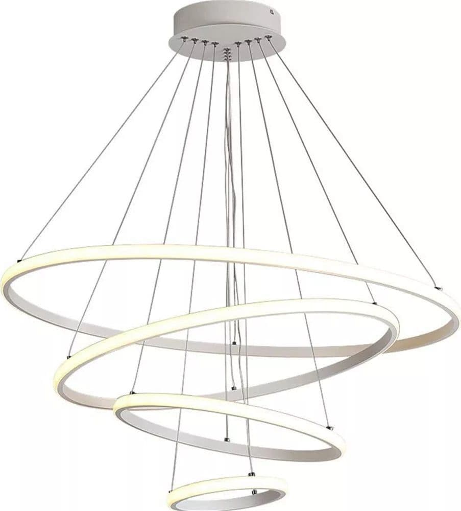 LAMPADARIO SOSPESO LED 120W 4 CERCHI PENDENTE ROTONDO ANELLI BIANCO LUCE 6500K 50316 - 8