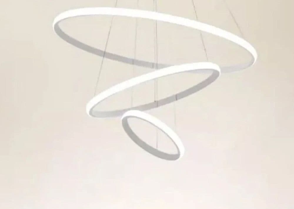 LAMPADARIO SOSPESO LED 100W 3 CERCHI PENDENTE ANELLI BIANCO LUCE 4000K MODERNO 50262 - 7