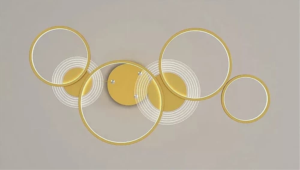 LAMPADARIO A SOSPENSIONE LED ORO 65W 6 ANELLI LUMINOSI MODERNO CON TELECOMANDO 71422 - 9