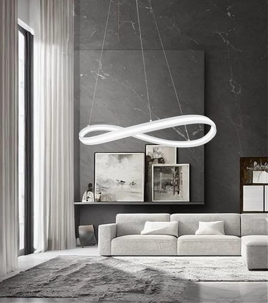 LAMPADARIO LED MODERNO A FIOCCO 100W LAMPADA A SOSPENSIONE LUCE 4000K 70CM BIANCO 33399 - 3