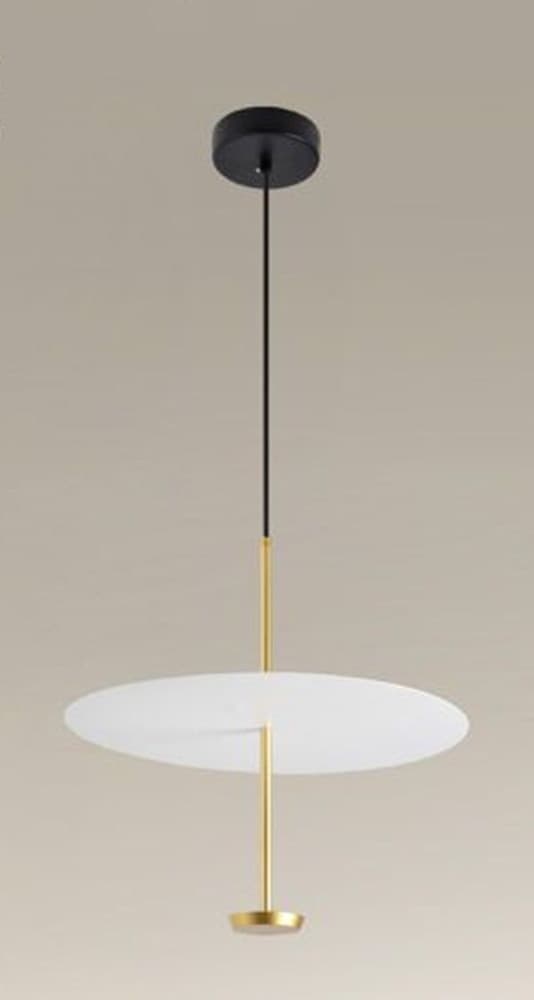 LAMPADARIO A SOSPENSIONE LUCE 6500K LED 18W DISCO PARALUME PIATTO BIANCO ORO TONDO 33207 - 5