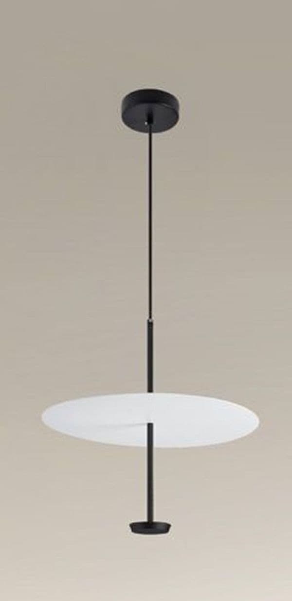 LAMPADARIO A SOSPENSIONE LUCE 6500K LED 18W DISCO PARALUME PIATTO BIANCO NERO TONDO 33184 - 4