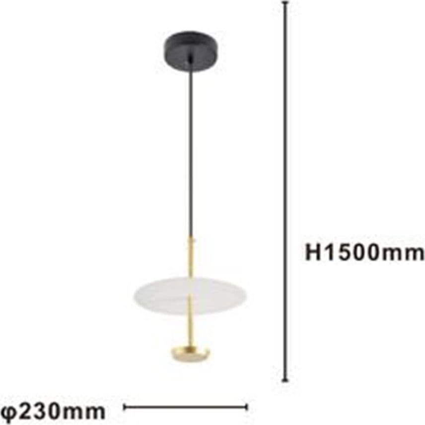 LAMPADARIO A SOSPENSIONE LUCE 6500K LED 12W DISCO PARALUME PIATTO BIANCO ORO TONDO 33146 - 2