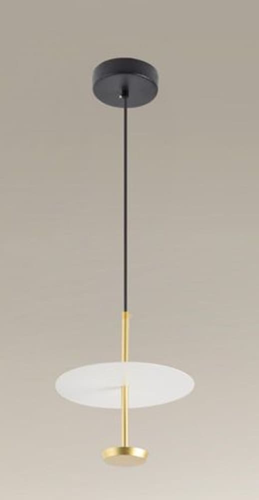 LAMPADARIO A SOSPENSIONE LUCE 6500K LED 12W DISCO PARALUME PIATTO BIANCO ORO TONDO 33146 - 4