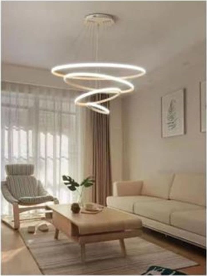 LAMPADARIO SOSPESO LED 120W 4 CERCHI PENDENTE ROTONDO ANELLI BIANCO LUCE 4000K 50279 - 3