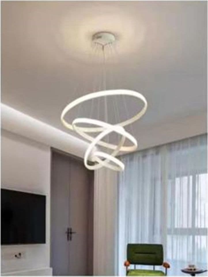LAMPADARIO SOSPESO LED 120W 4 CERCHI PENDENTE ROTONDO ANELLI BIANCO LUCE 4000K 50279 - 4