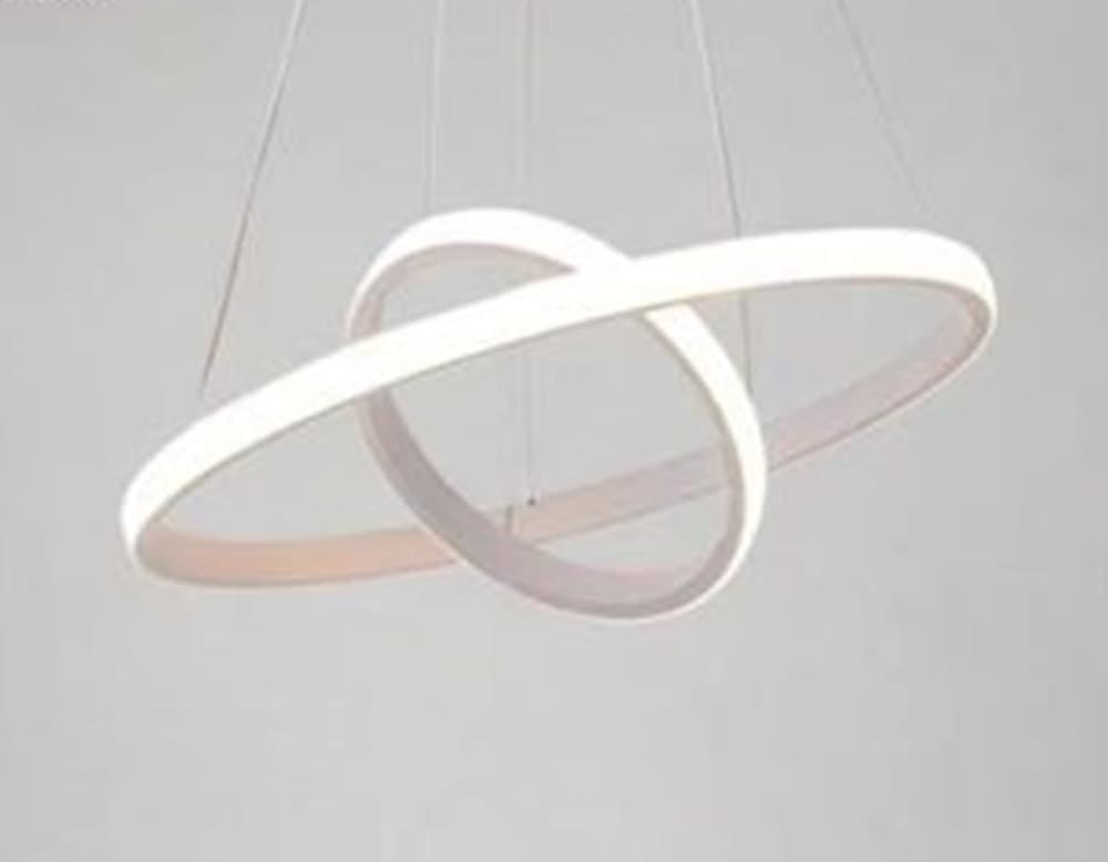 LAMPADARIO SOSPESO LED 60W 2 CERCHI PENDENTE ROTONDO ANELLI BIANCO LUCE 4000K 50248 - 5