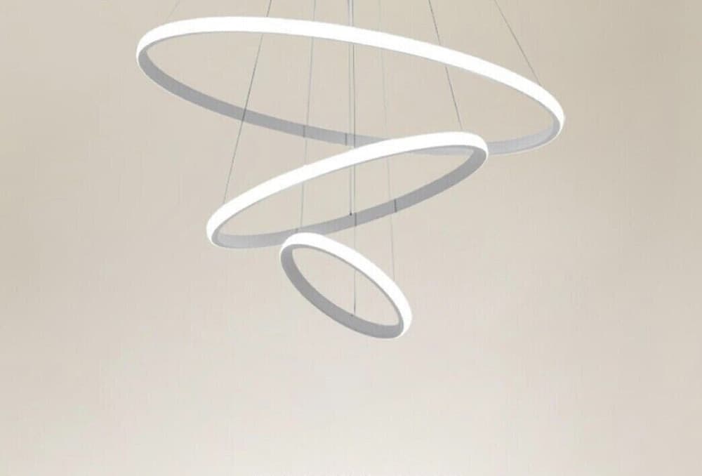 LAMPADARIO SOSPESO LED 72W 3 CERCHI PENDENTE ROTONDO ANELLI BIANCO LUCE 4000K 50255 - 8
