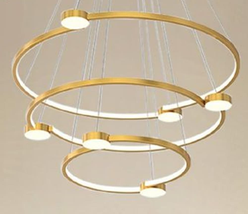 LAMPADARIO A SOSPENSIONE LED 96W 3 CERCHI CON TELECOMANDO DESIGN MODERNO ORO 71149 - 4