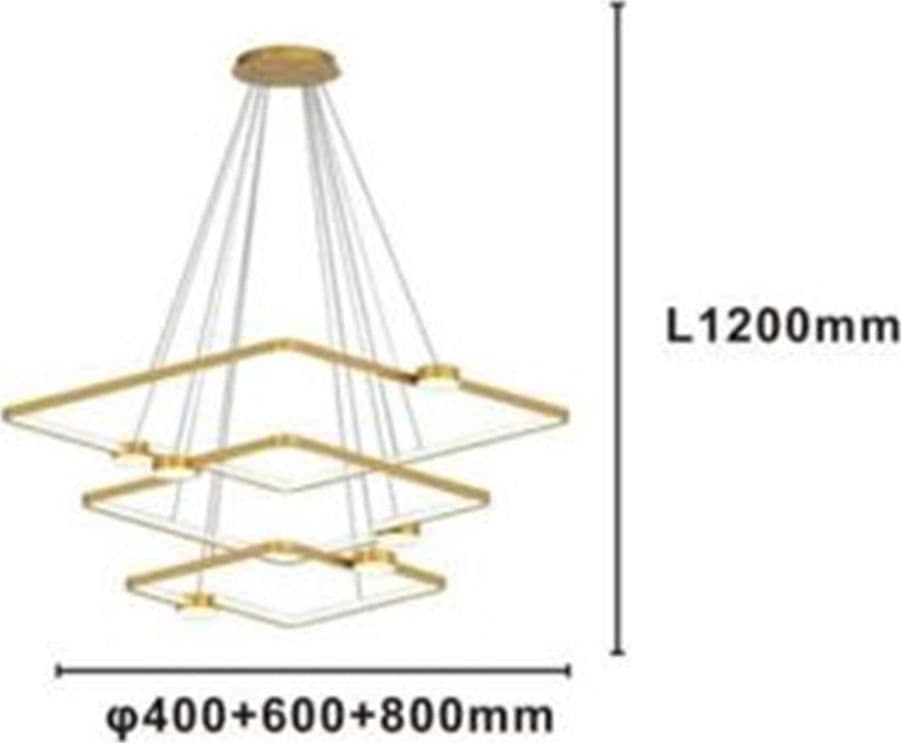 LAMPADARIO A SOSPENSIONE LED 112W 3 QUADRATI CON TELECOMANDO DESIGN MODERNO ORO 71231 - 4