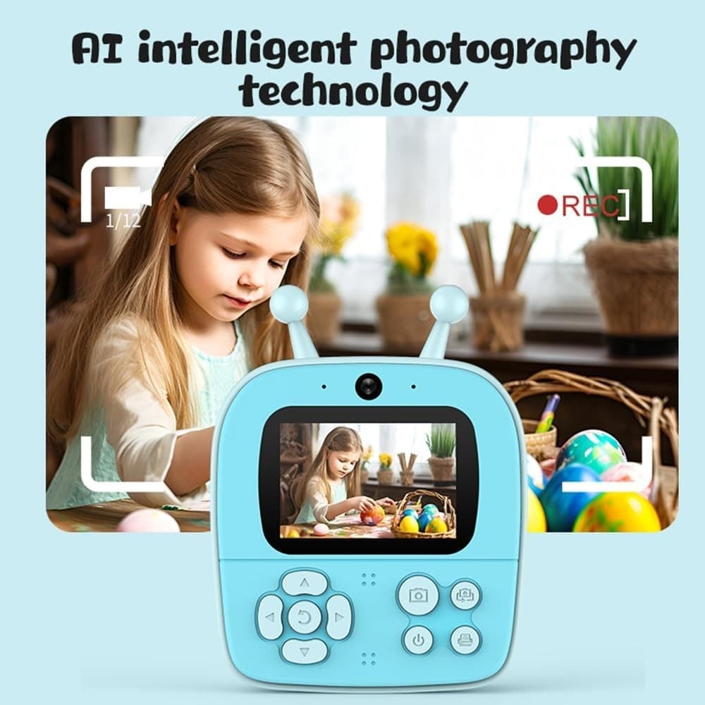 FOTOCAMERA A STAMPA ISTANTANEA PER BAMBINI DIGITALE 1080P DOPPIO OBIETTIVO CON CARTA - 11