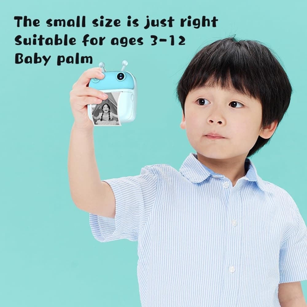 FOTOCAMERA A STAMPA ISTANTANEA PER BAMBINI DIGITALE 1080P DOPPIO OBIETTIVO CON CARTA - 12