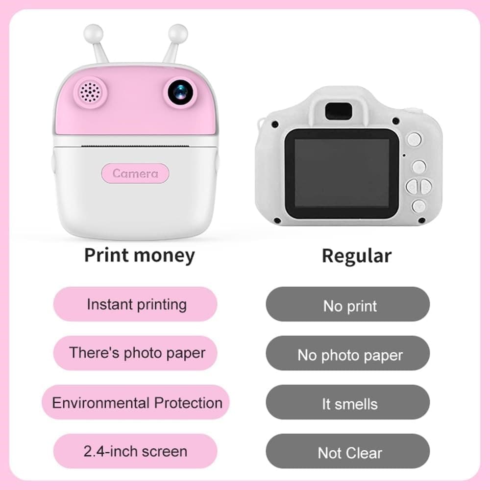 FOTOCAMERA A STAMPA ISTANTANEA PER BAMBINI DIGITALE 1080P DOPPIO OBIETTIVO CON CARTA - 14