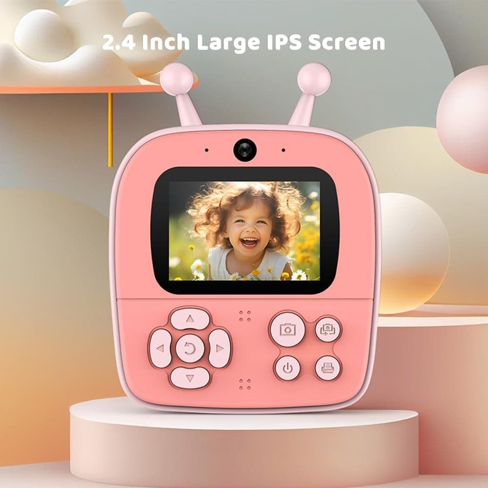 FOTOCAMERA A STAMPA ISTANTANEA PER BAMBINI DIGITALE 1080P DOPPIO OBIETTIVO CON CARTA - 9