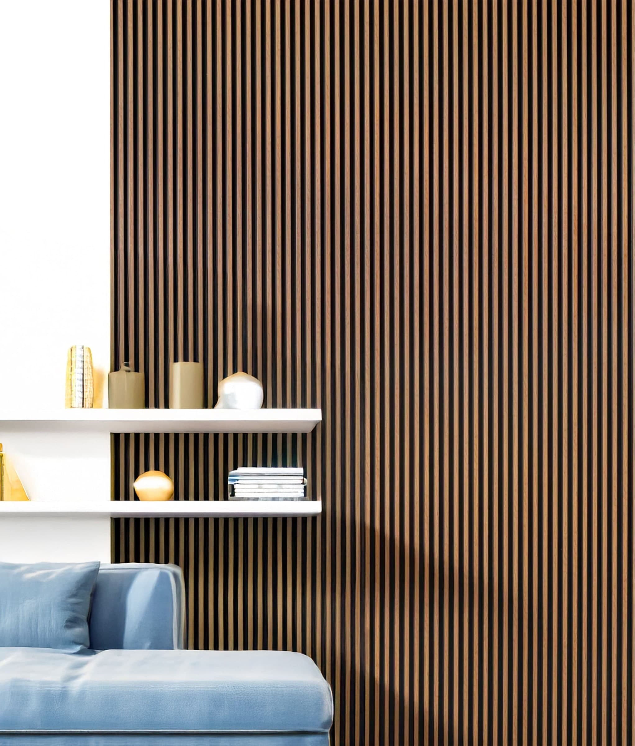 €2,99ml - Asta intera 12x122x2900mm di Rivestimento Parete Boiserie cannettato Lamelli stretti in Polimeri ROVERE BRUNO - Eternal Parquet