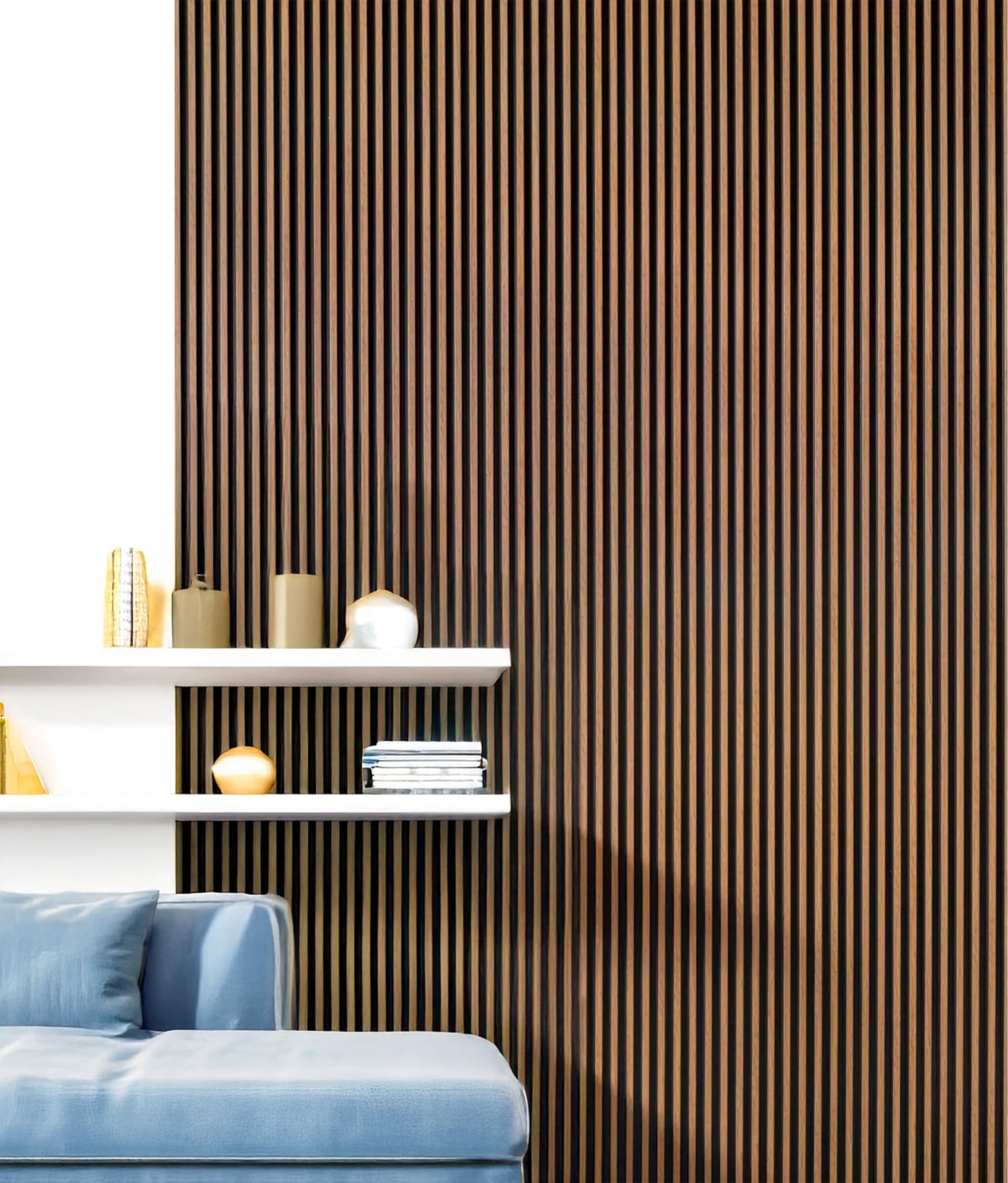 €2,99ml - Asta intera 12x122x2900mm di Rivestimento Parete Boiserie cannettato Lamelli stretti in Polimeri ROVERE BRUNO - Eternal Parquet
