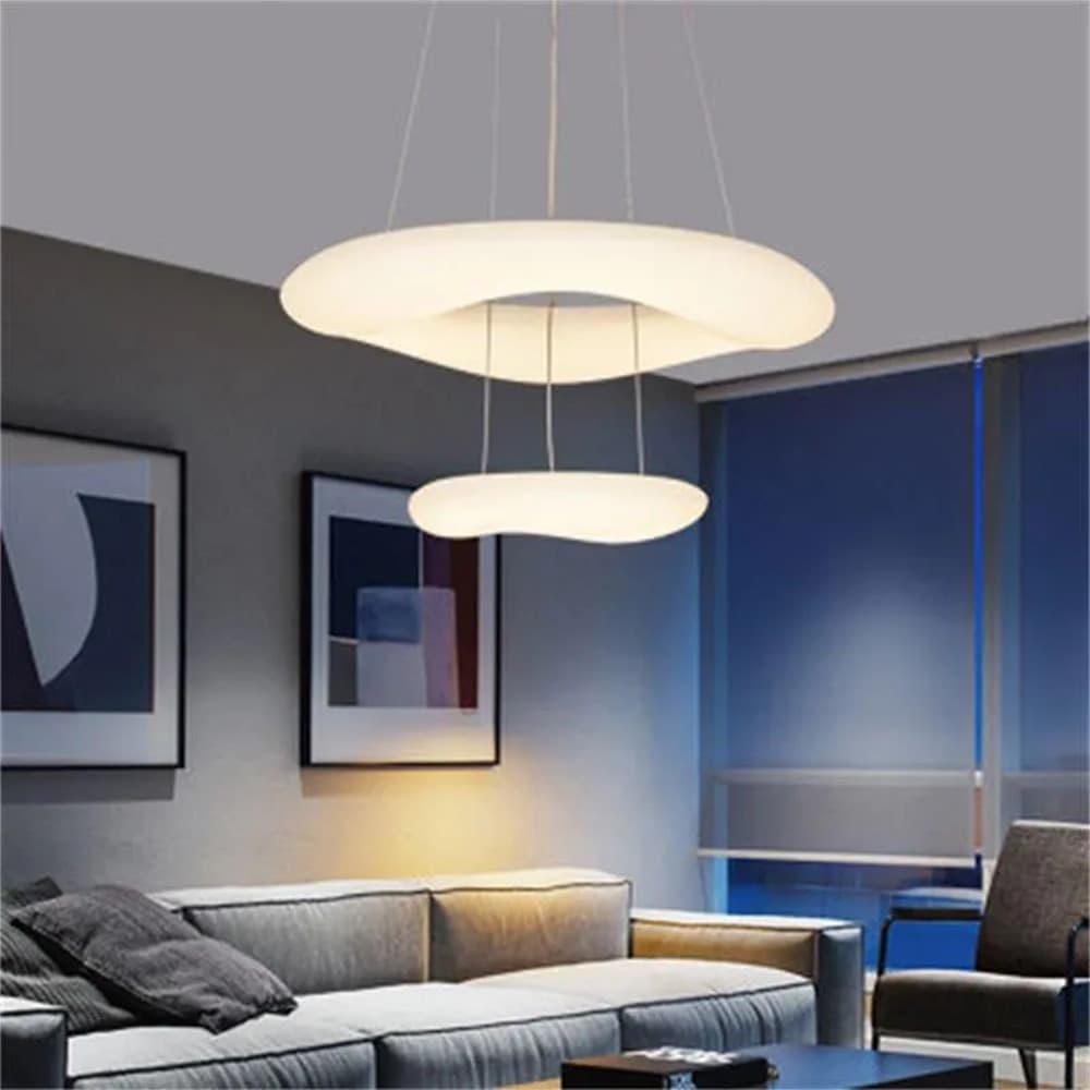 LAMPADARIO A SOSPENSIONE MODERNO A FORMA DI DOPPIA NUVOLA ANELLO GALLEGGIANTE LAMPADA - 3
