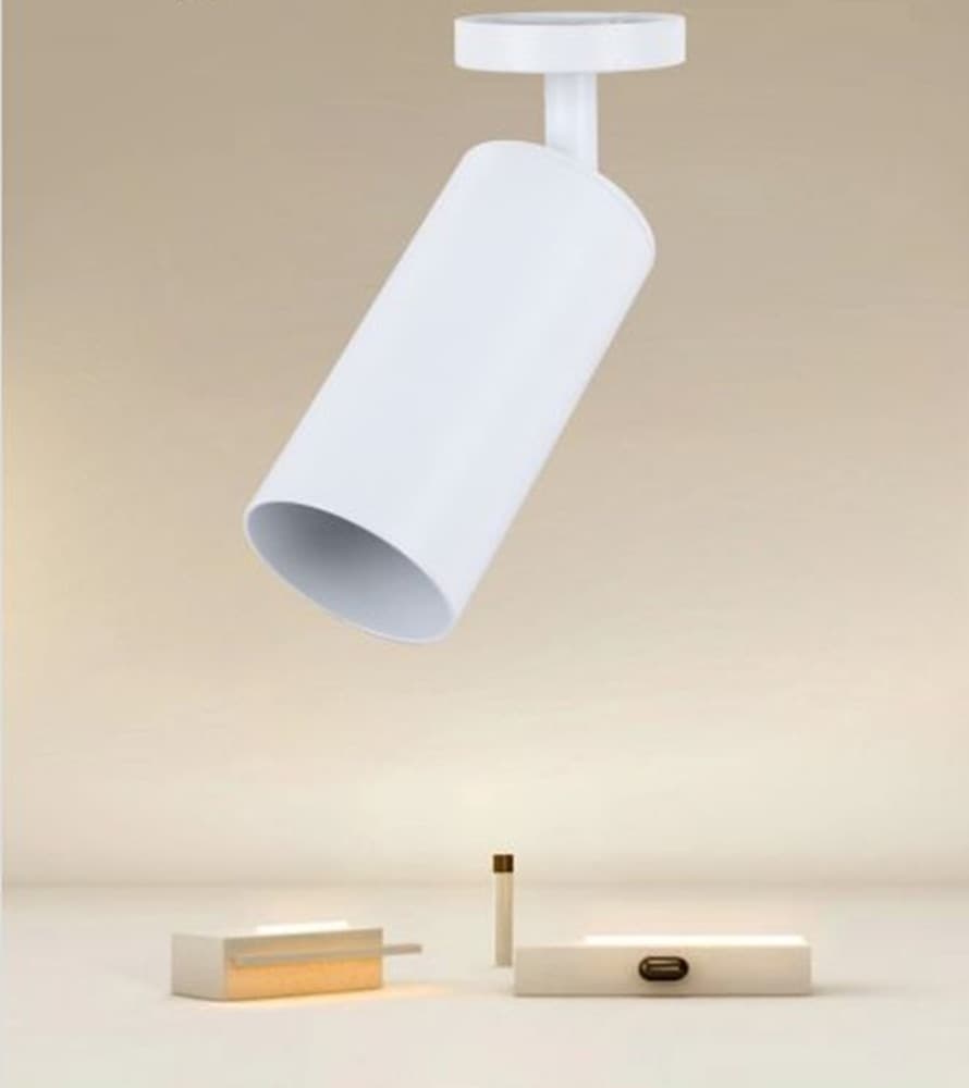FARETTO BIANCO ATTACCO GU10 APPLIQUE A CILINDRO SOFFITTO PARETE PER INTERNI IP20 00717 - 3