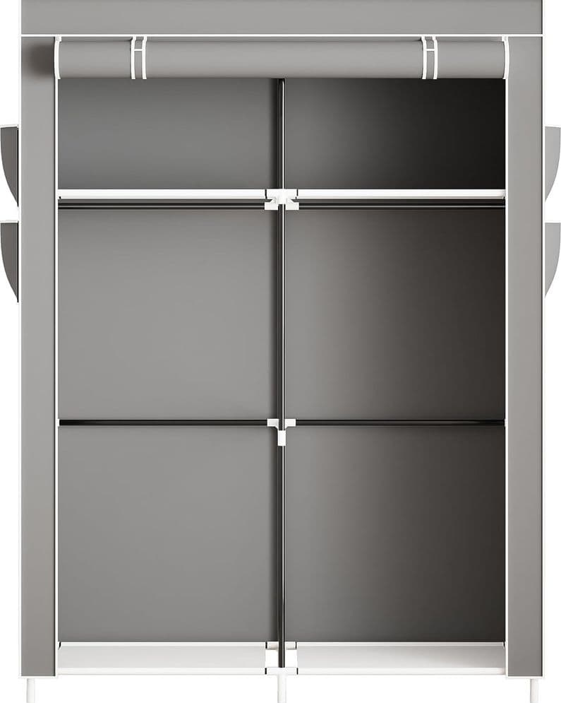 ARMADIO PORTATILE IN TELA ORGANIZER PIEGHEVOLE CON MENSOLE 2 BINARI PER APPENDERE VESTITI - 9