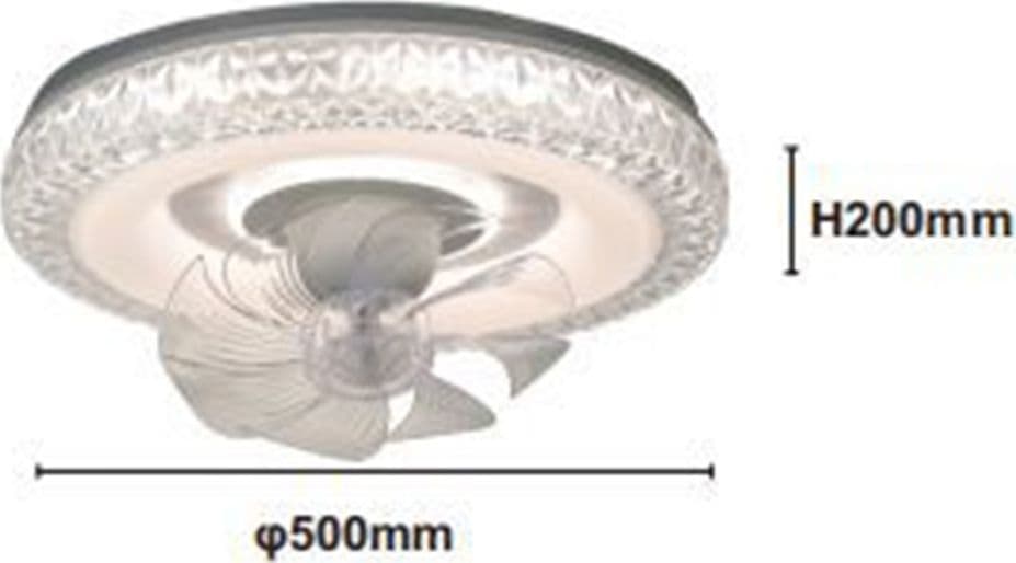 PLAFONIERA SOFFITTO TONDA CRISTALLI VENTOLA LAMPADA VENTILATORE LUCE 3200K-6500K 33238 - 4