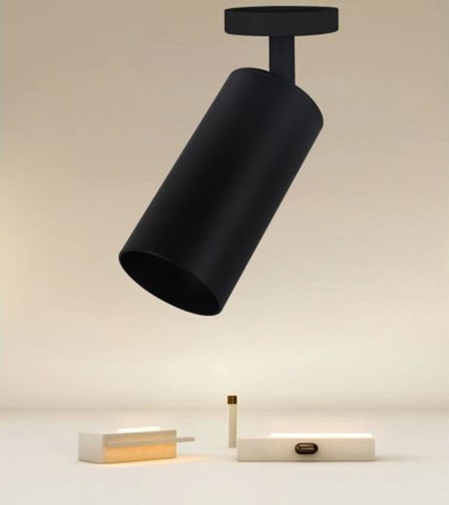 FARETTO NERO ATTACCO GU10 APPLIQUE A CILINDRO SOFFITTO PARETE PER INTERNI IP20 00700 - 3