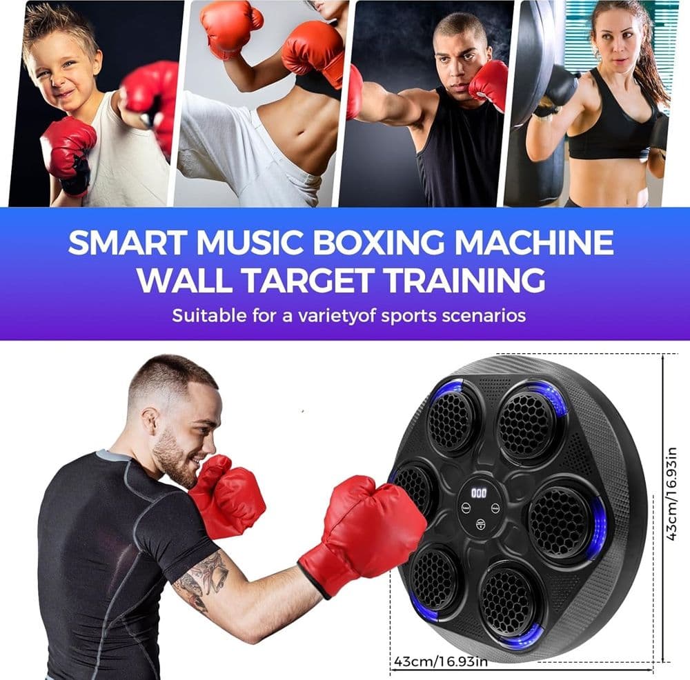 MACCHINA DA BOXE CON MUSICA DA PARETE LED BLUETOOTH ESERCIZIO PER ADULTI BAMBINI - 7