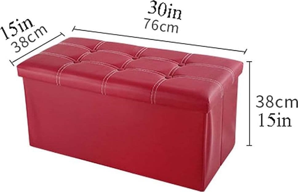 POUF CONTENITORE RETTANGOLARE SGABELLO POGGIAPIEDI PER COPERTE SCARPE GIOCATTOLI ROSSO - 8