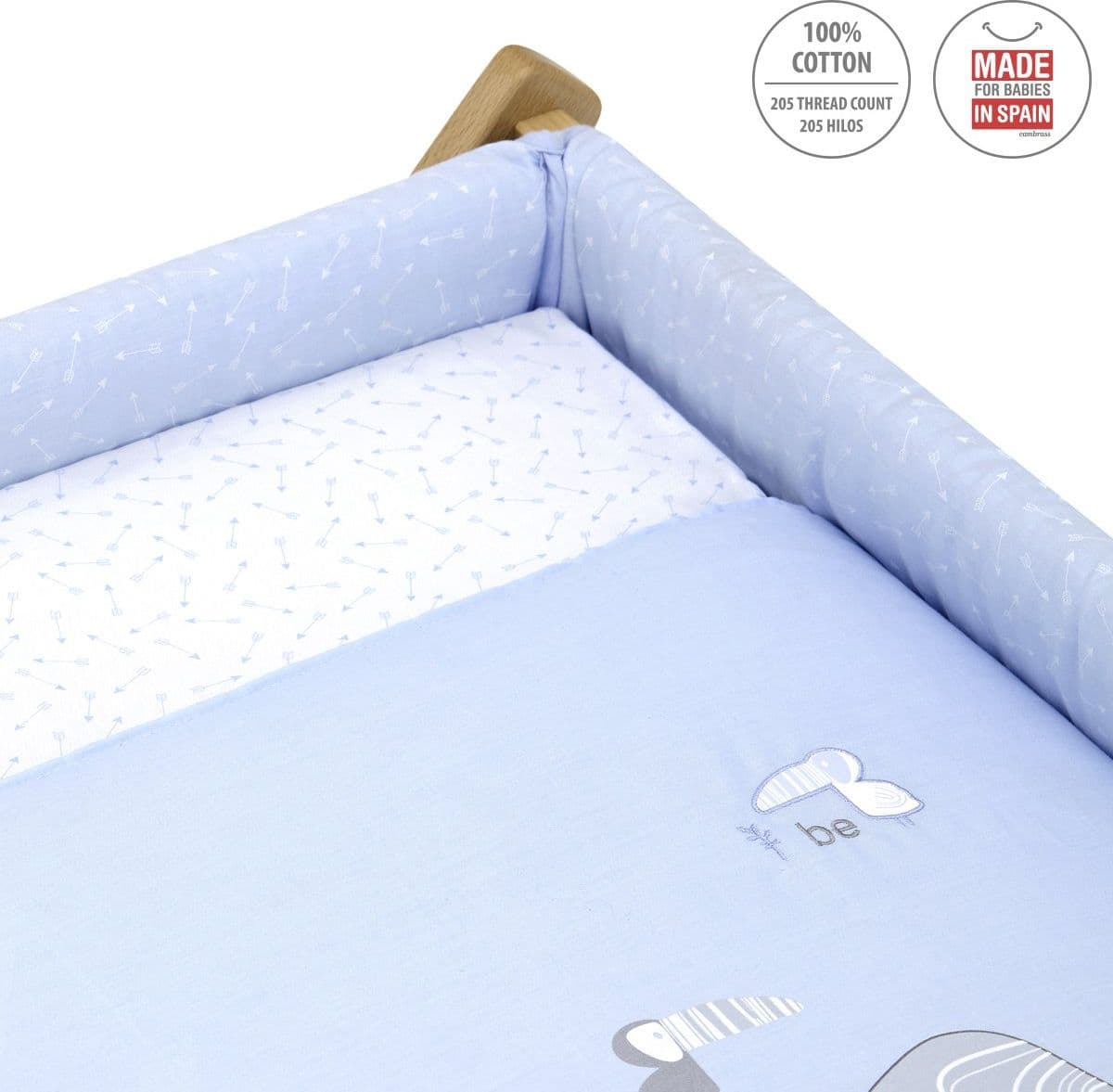 Culla X Di Legno Cambrass Une Be Zoe Celeste/Natural - 4