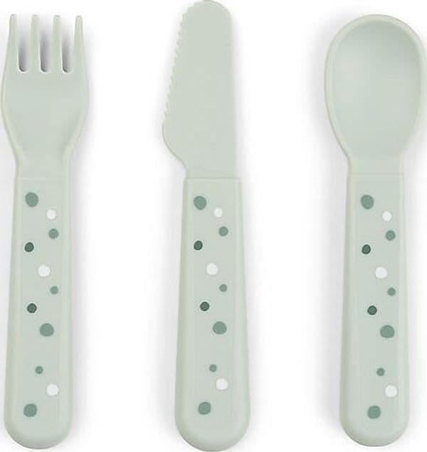 Set Posate Foodie - Happy Dots Verde - 100% PP Alimentare Done By Deer