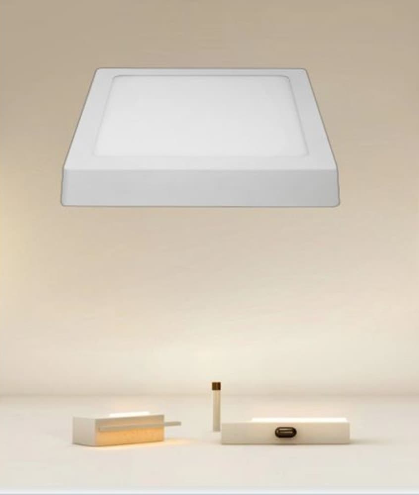 PLAFONIERA LED DA SOFFITTO 18W LUCE 3000K-6500K PARETE QUADRATO CON INTERRUTTORE 00182 - 4