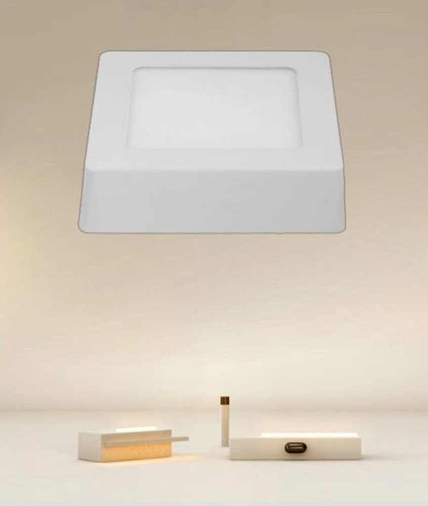 PLAFONIERA LED DA SOFFITTO 6W LUCE 3000K-6500K PARETE QUADRATO CON INTERRUTTORE 00168 - 4