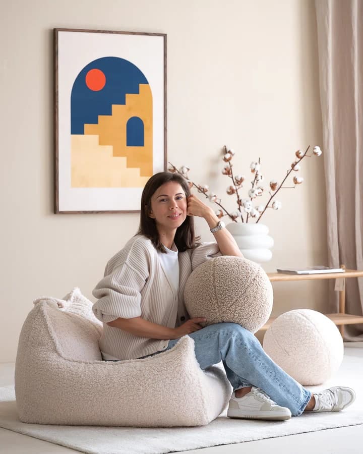 Cuscino Wigiwama Cream White Ball Cushion in Cuscini decorativi La Casa Del Bebè - Napoli, commercioVirtuoso.it