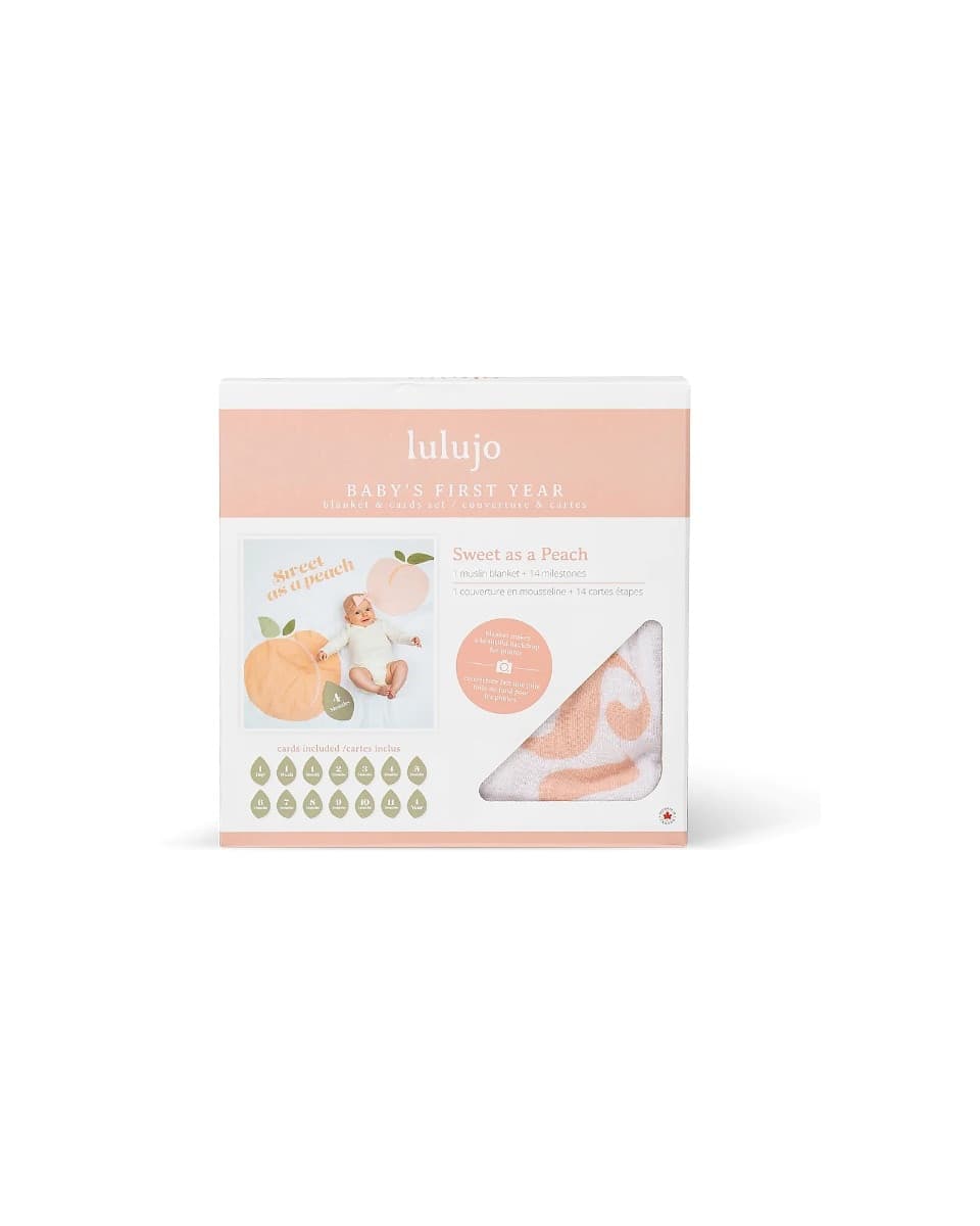 Copertina Lulujo Baby - Sweet as a Peach - in Mussola di Cotone con Kit Cards in Copertine avvolgenti La Casa Del Bebè - Napoli, commercioVirtuoso.it