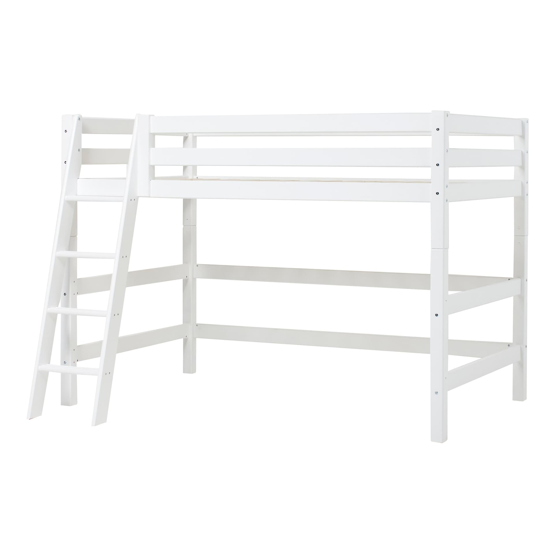Letto semi-alto Hoppekids ECO Luxury 120x200 cm con scaletta inclinata - Bianco - 4