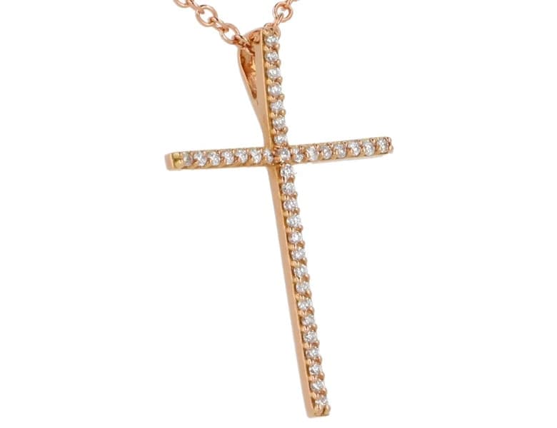 Namuri - Collana con Croce Oro Rosa 18K E Diamanti - 2