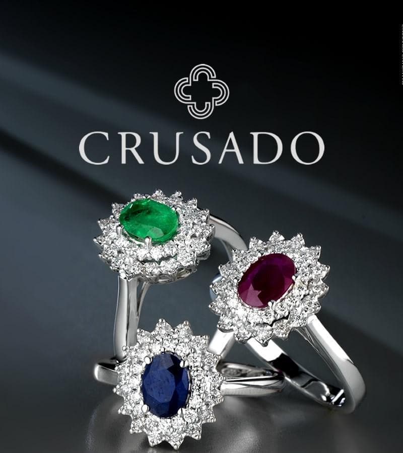 CRUSADO - ANELLO SANREMO CON RUBINO E BRILLANTI - 2