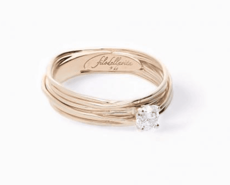 Rubinia Gioielli - ANELLO Filodellavita con Solitario 7 fili in Oro giallo 18kt  con Diamante da 0.18 ct
