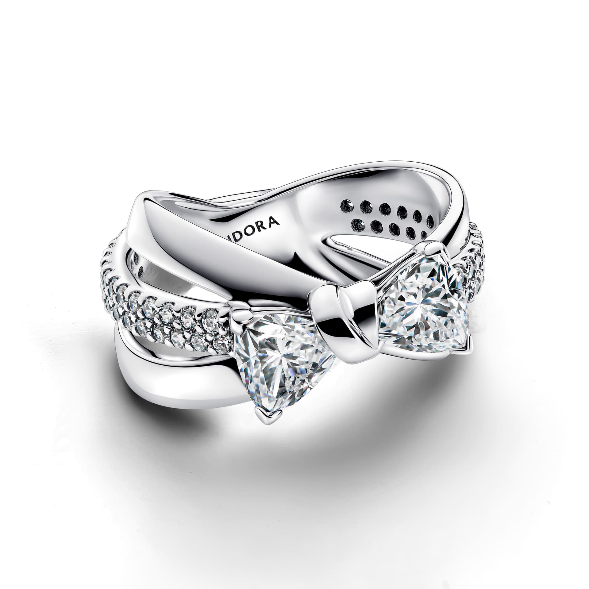 Pandora   Anello Fascia Intrecciata con Fiocco Luminoso - 2