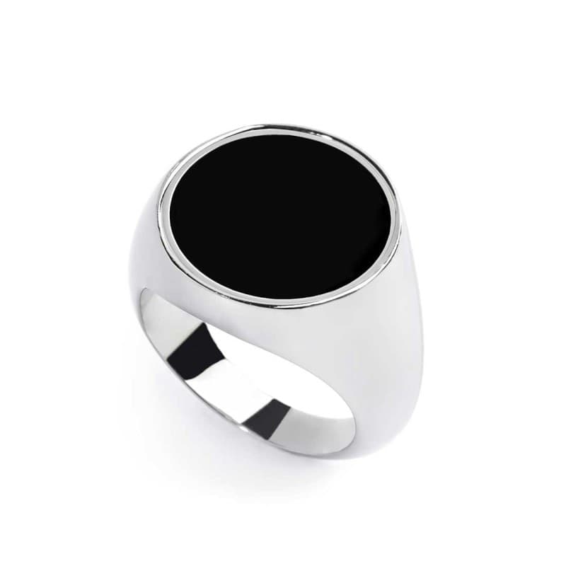 Marlù  Piastrina quadrata per anello tonda smalto nero changy - 2
