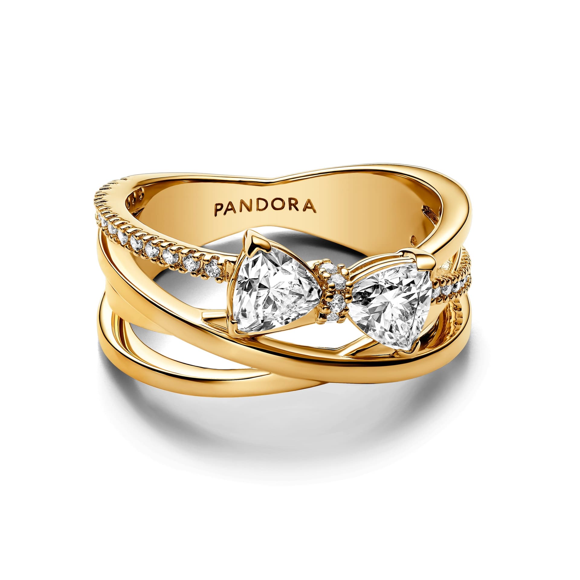 Pandora   Anello Fascia Intrecciata Sottile con Fiocco Luminoso - 2